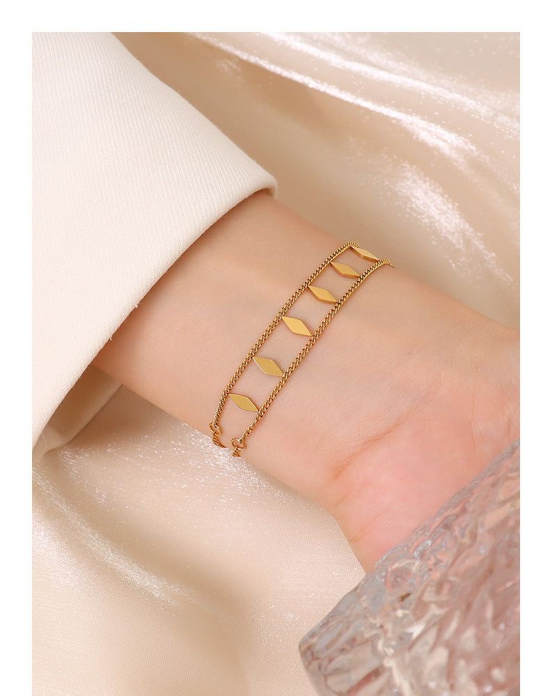 Diamond Shaped Slices Double Layers Bracelets