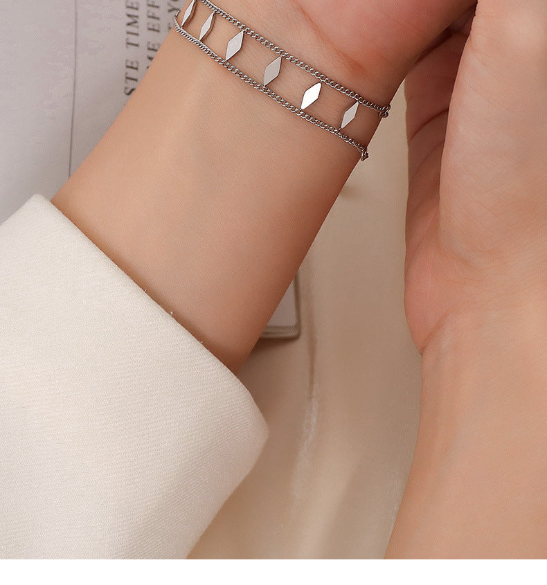 Diamond Shaped Slices Double Layers Bracelets