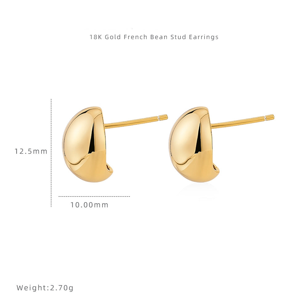 Bean Studded Oval Earring 18K Gold Plated