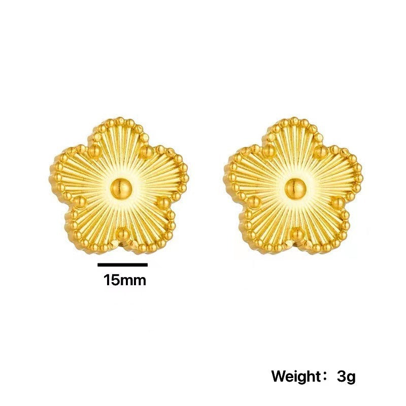 18K Gold Five Leaf Clover Earring