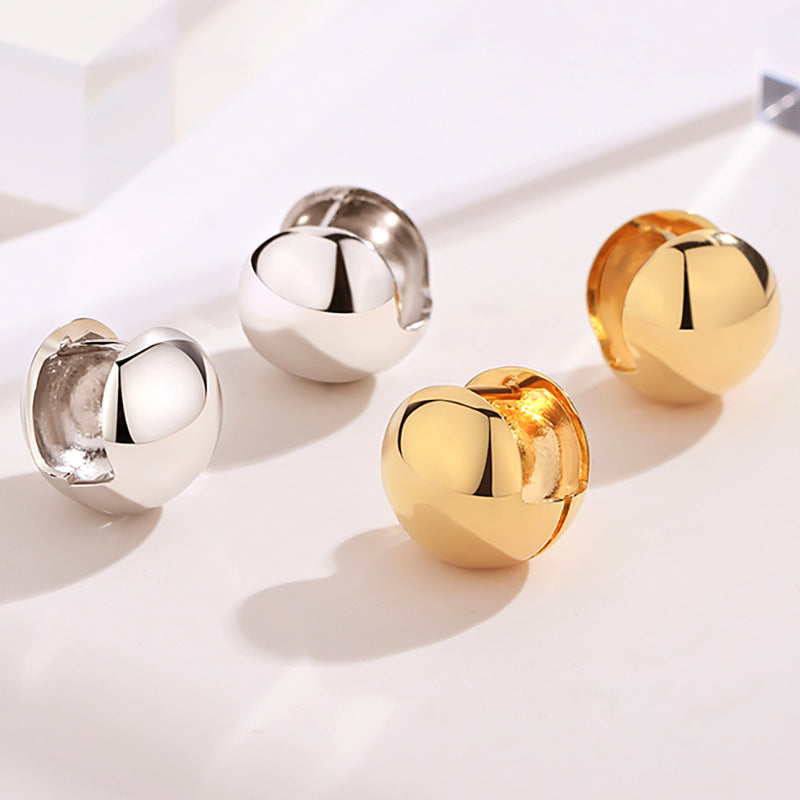 Glossy Polished Ball Buckle Earring