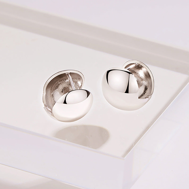 Glossy Polished Ball Buckle Earring