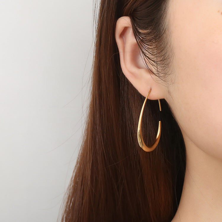 Half Open Oval Hoop Earring