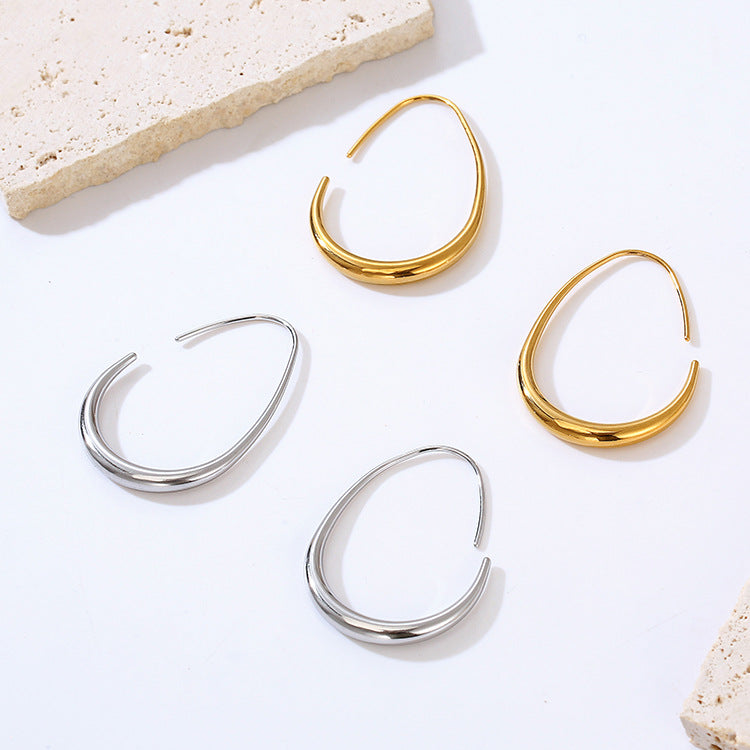 Half Open Oval Hoop Earring