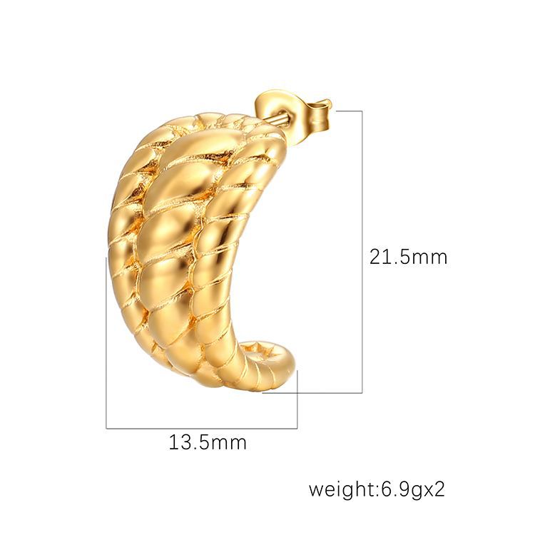 Multi-layer Twine Braided Twist C-shaped Stud Earrings