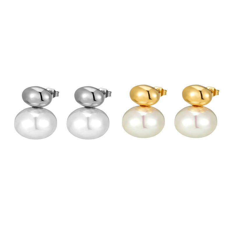 Flat Round Pearl Earrings