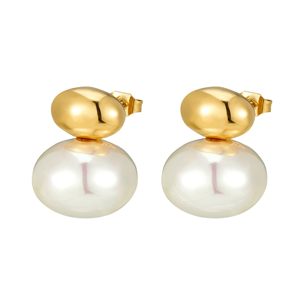 Flat Round Pearl Earrings