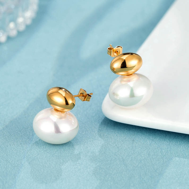 Flat Round Pearl Earrings