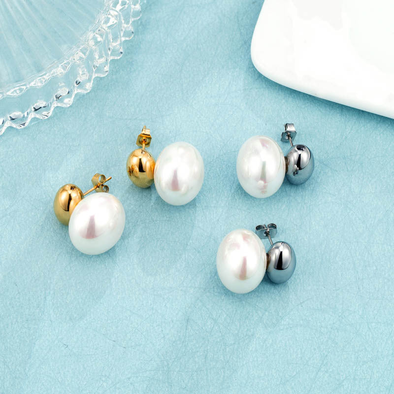 Flat Round Pearl Earrings