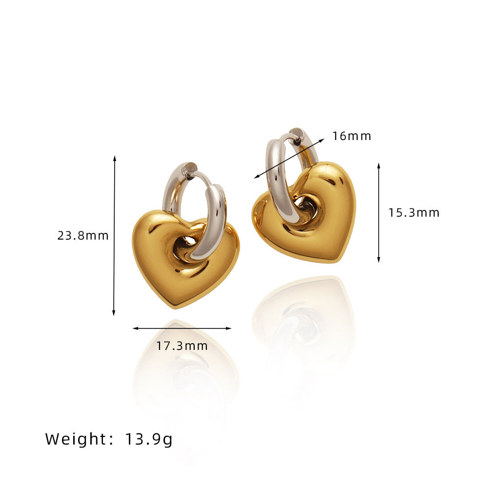 Two-Tone Solid Heart Huggie Earring