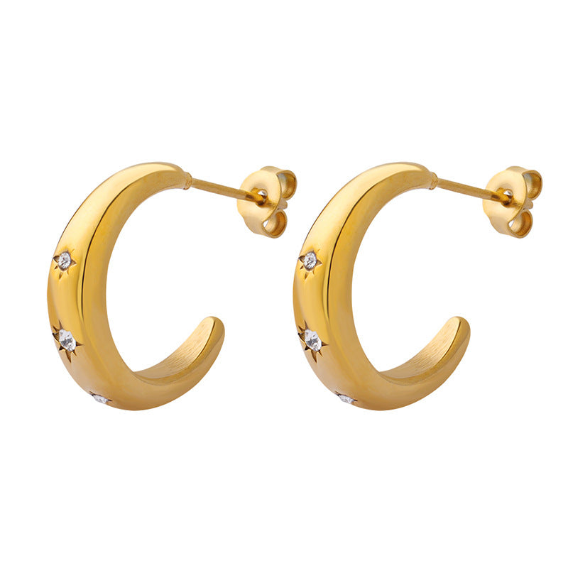 18K Gold Zirconia Star Hoop Earring