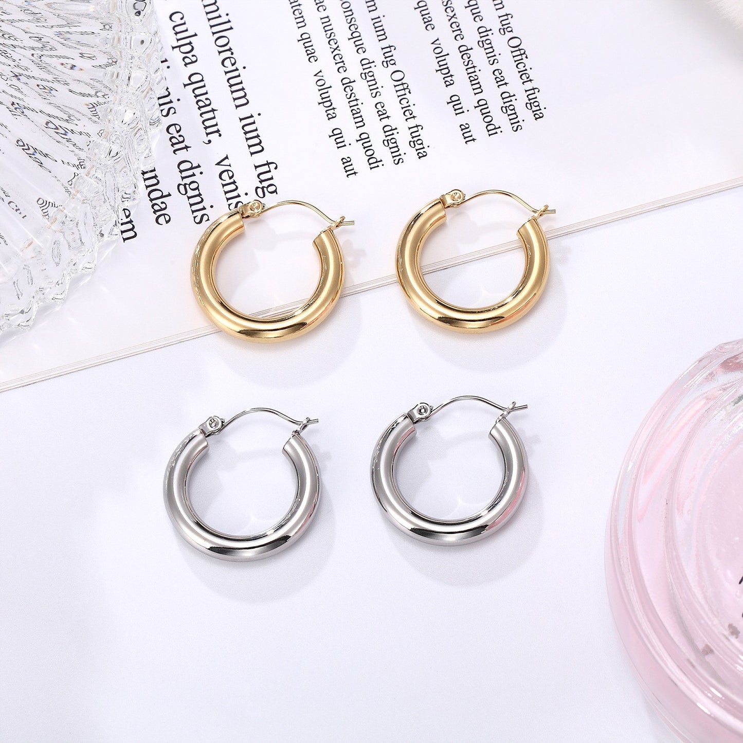 14K Gold Classic Plain Hoop Earrings