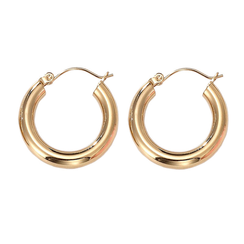 14K Gold Classic Plain Hoop Earrings