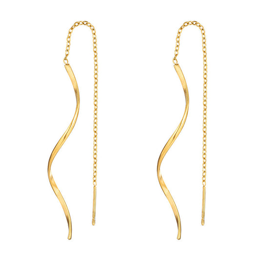 18K Gold Plated Long Wire Earrings