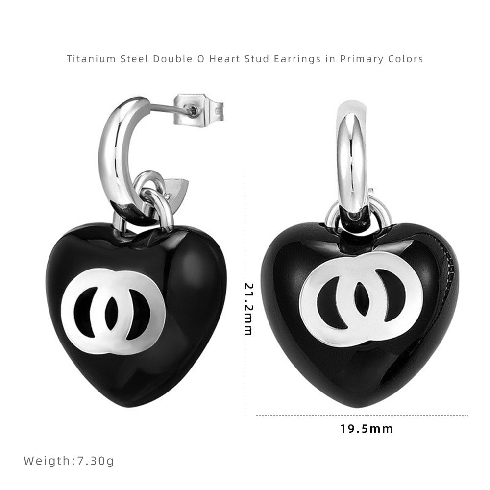 Black Heart Dangle Earrings