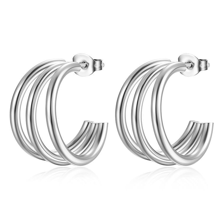 Half Open Triple Hoop Earrings