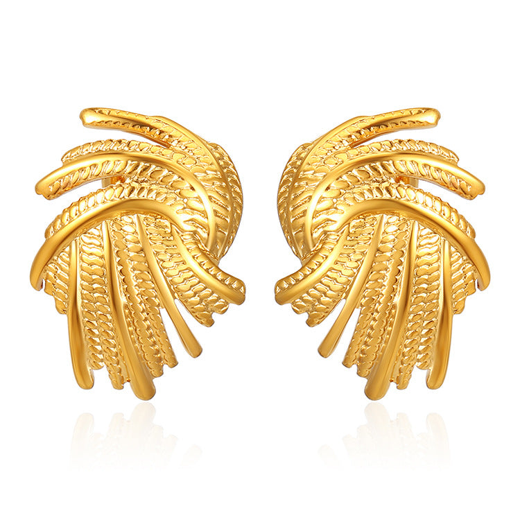 Irregular Wheat Design Stud Earrings