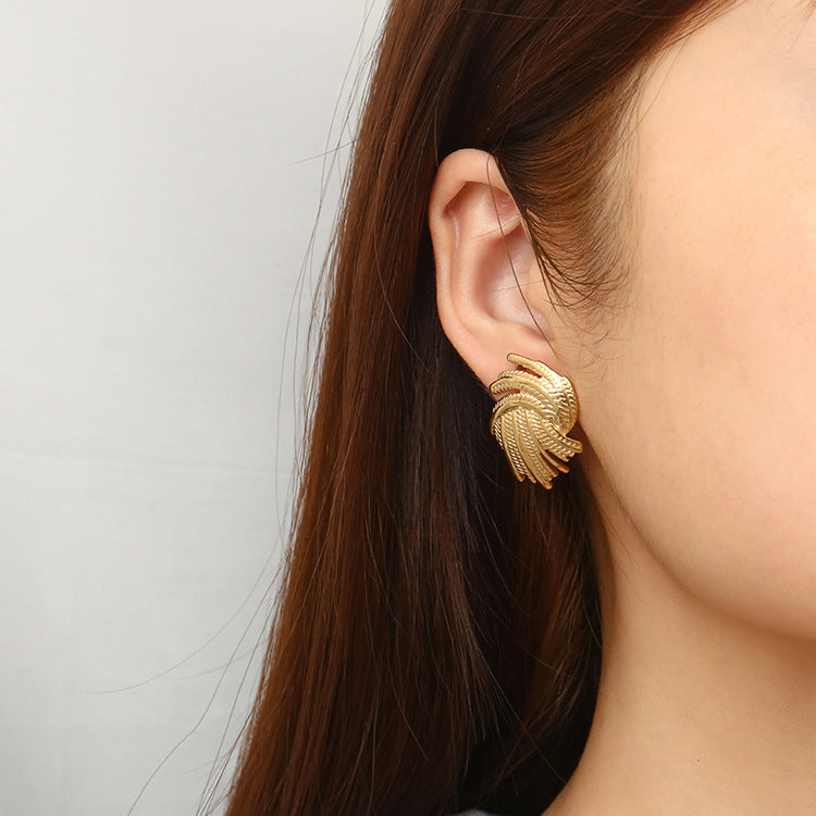 Irregular Wheat Design Stud Earrings