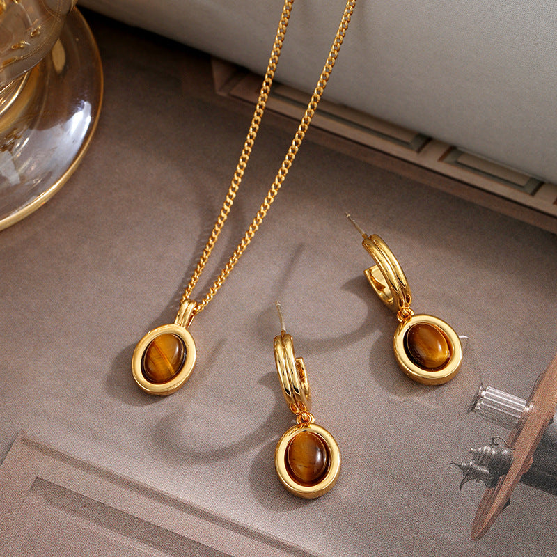 Tiger's Eye Set Earring+Necklace