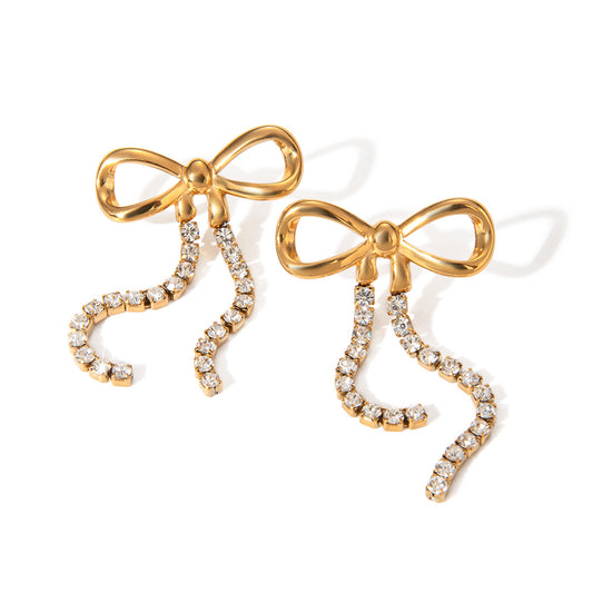 Trendy Bowknot Diamond Chain Earrings