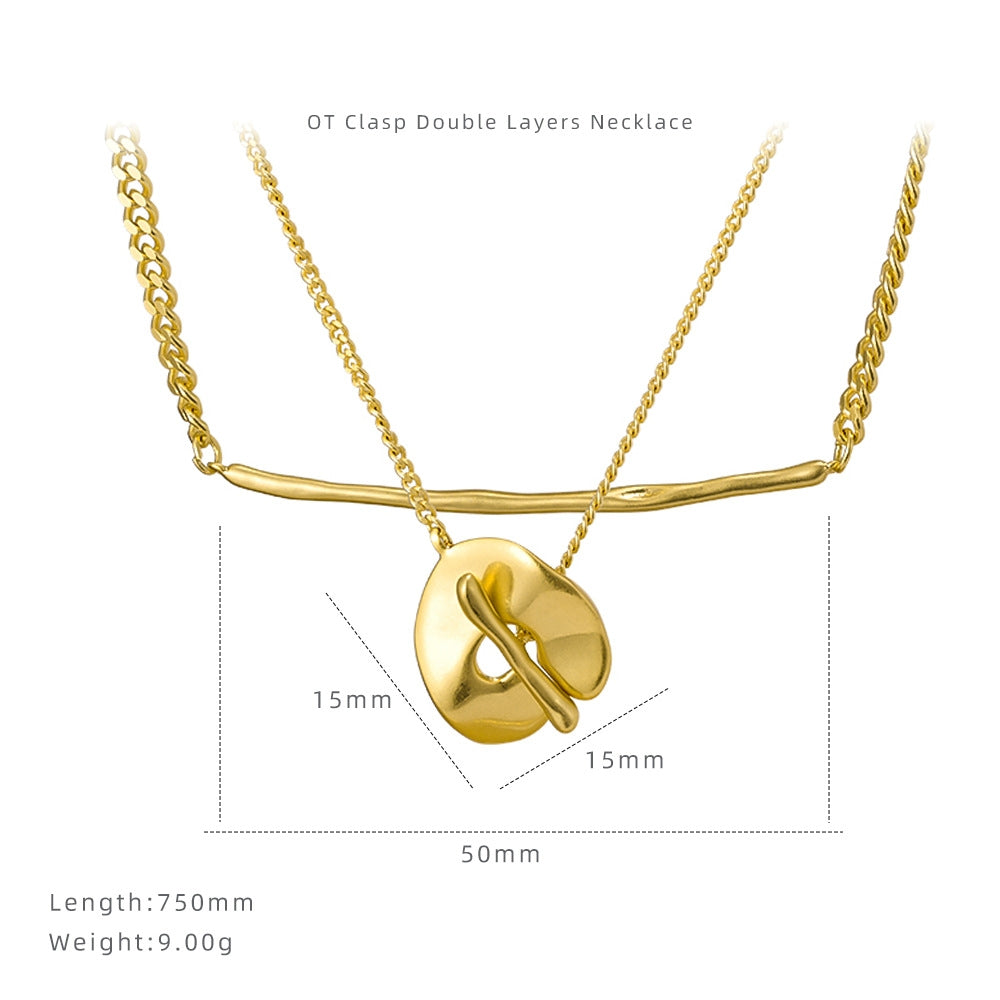 Gold Choker For Women Double Layer Necklaces With OT Clasp In Stainless Steel