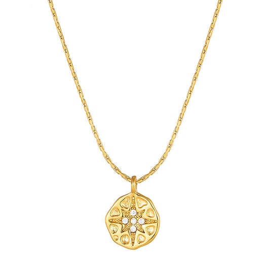 Full Diamond Octagram Irregular Pendant Necklace