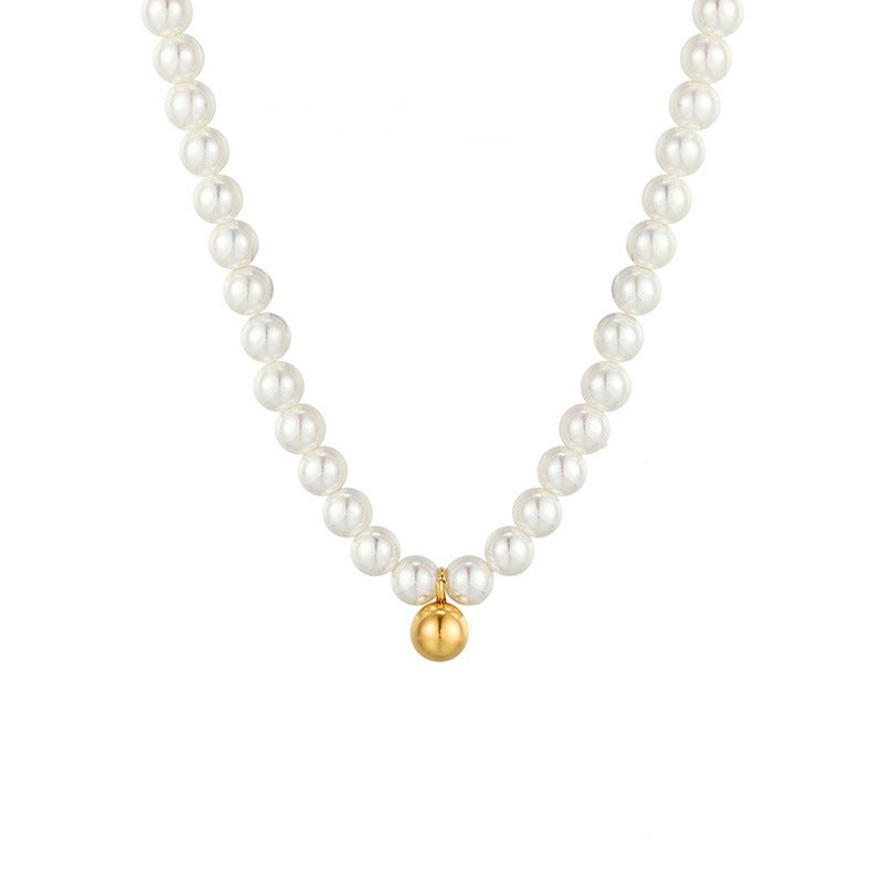 Pearl Necklace With a Small Golden Ball