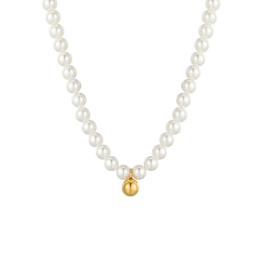 Pearl Necklace With a Small Golden Ball