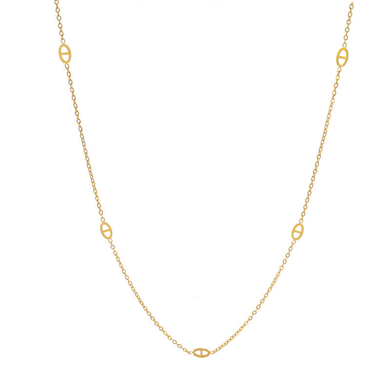 18K Gold Dainty Pig Nose Chain Necklace