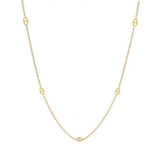 18K Gold Dainty Pig Nose Chain Necklace