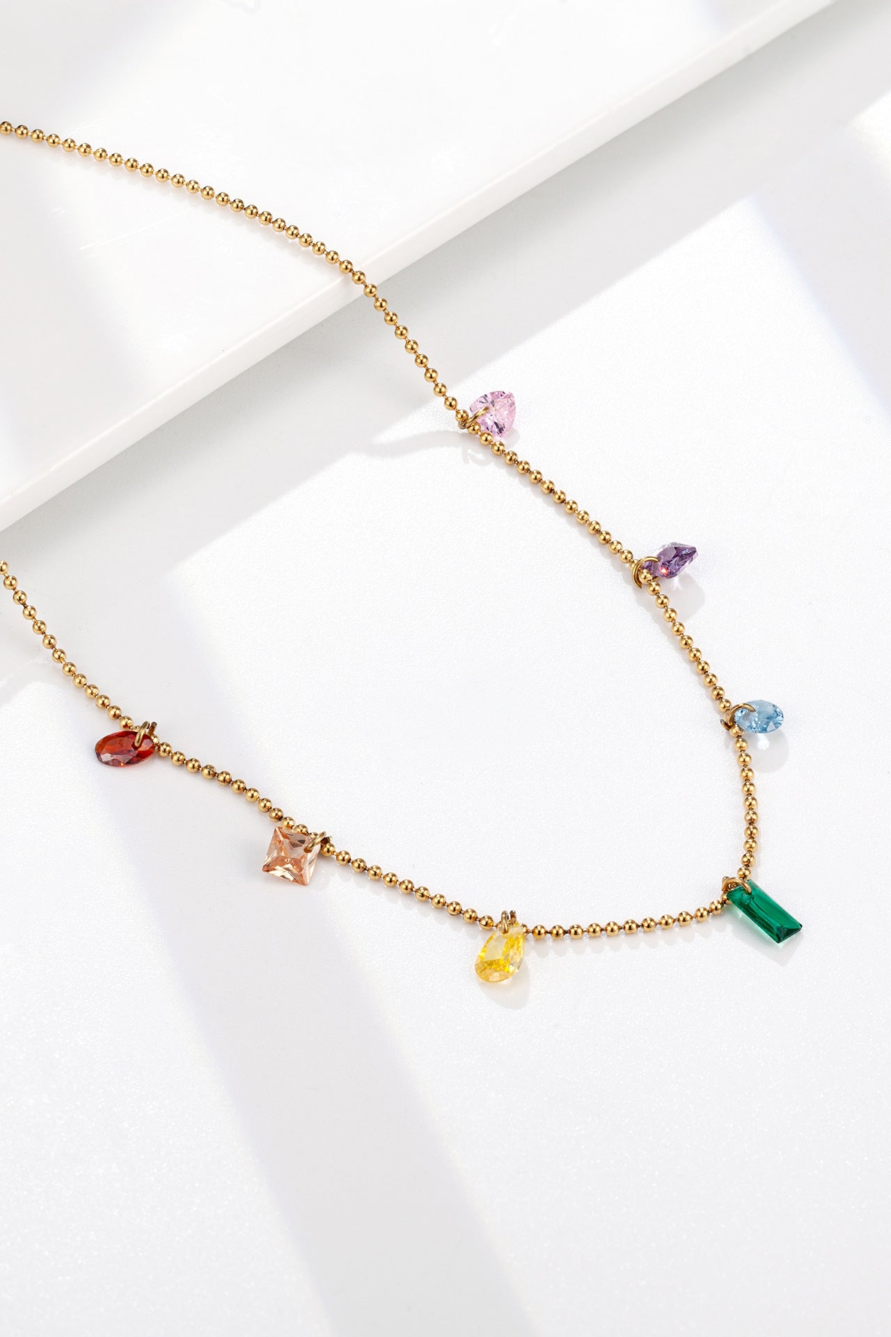 Geometric Multi-Colored Zirconia Necklace