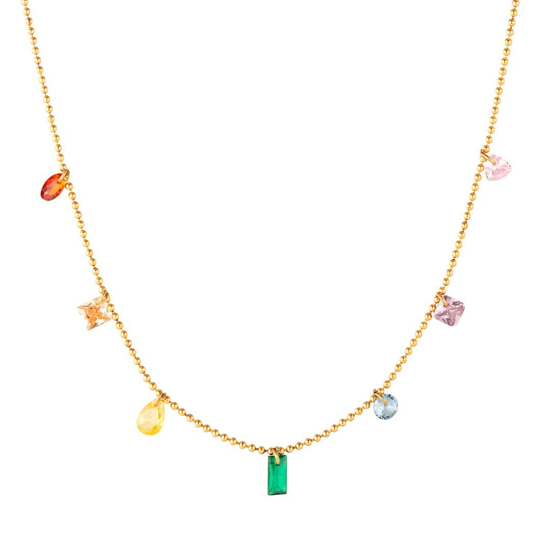 Geometric Multi-Colored Zirconia Necklace