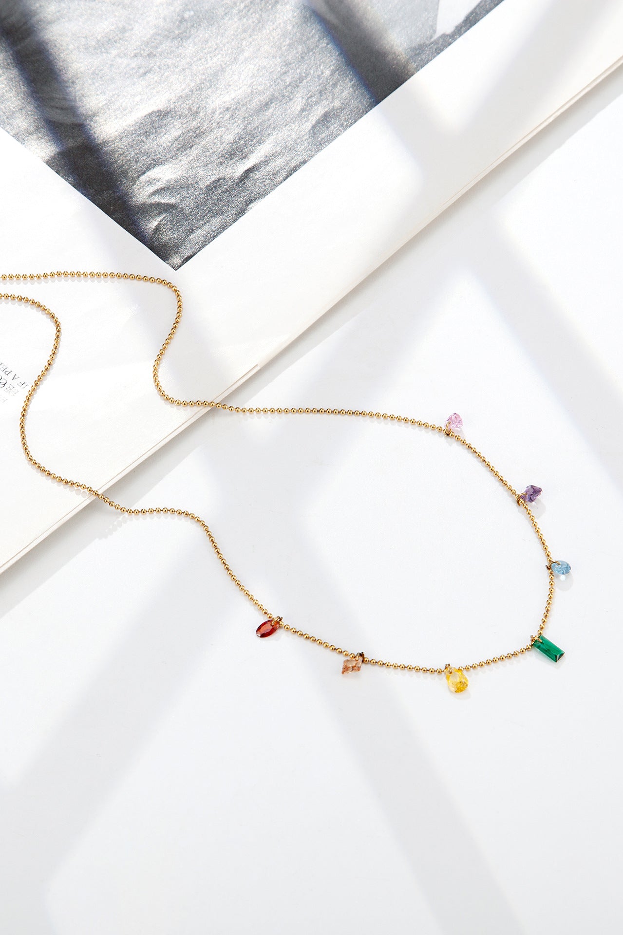 Geometric Multi-Colored Zirconia Necklace