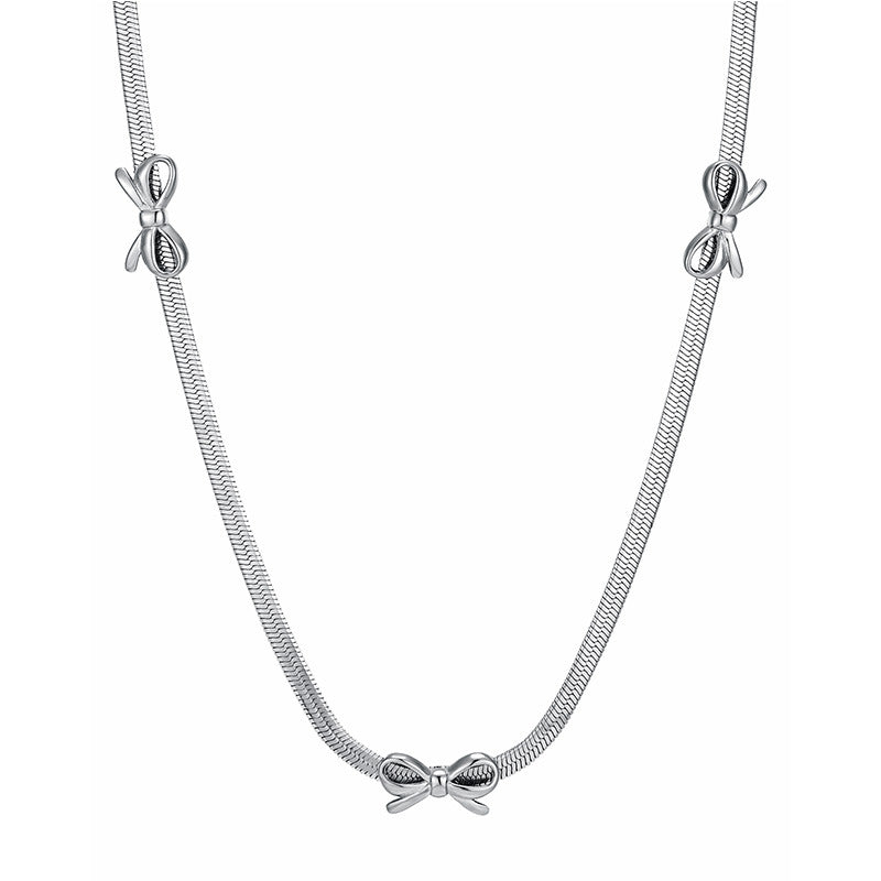 Popular Bowknot Flat Snake Chain Necklace