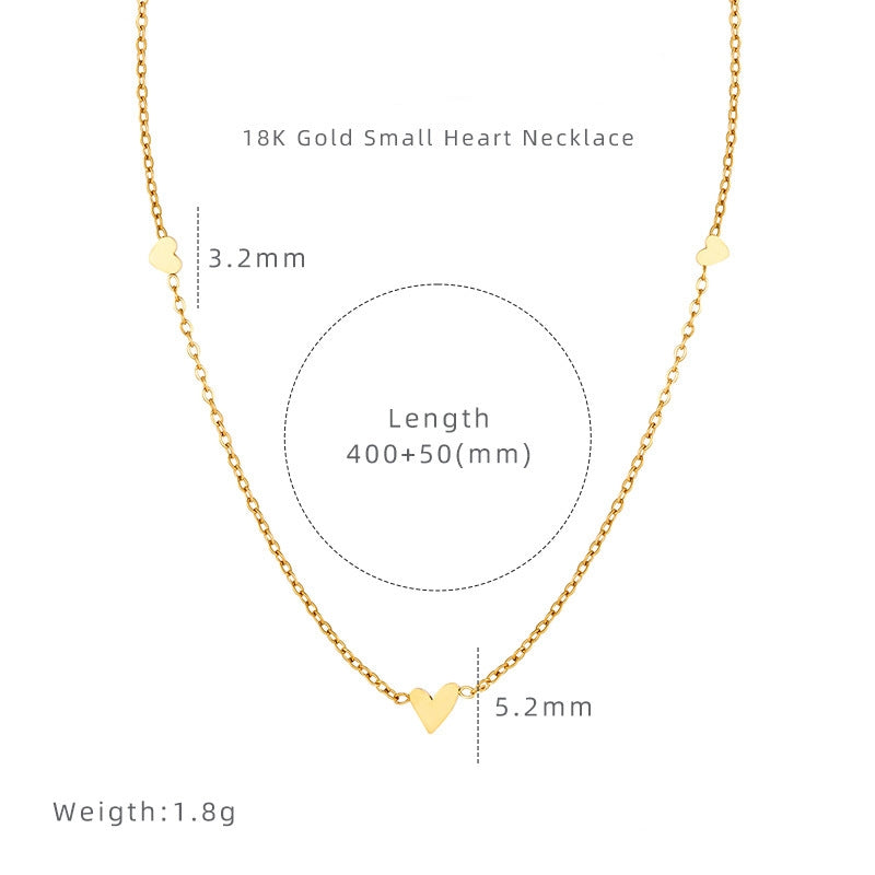 Dainty Small Heart 18K Gold Thin Necklace