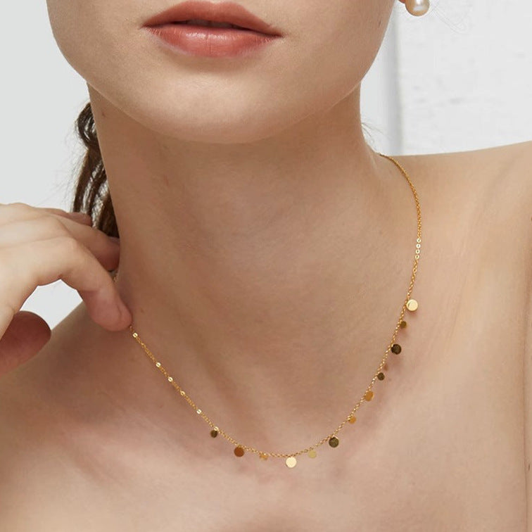 Disc Choker Thin Chain Necklace