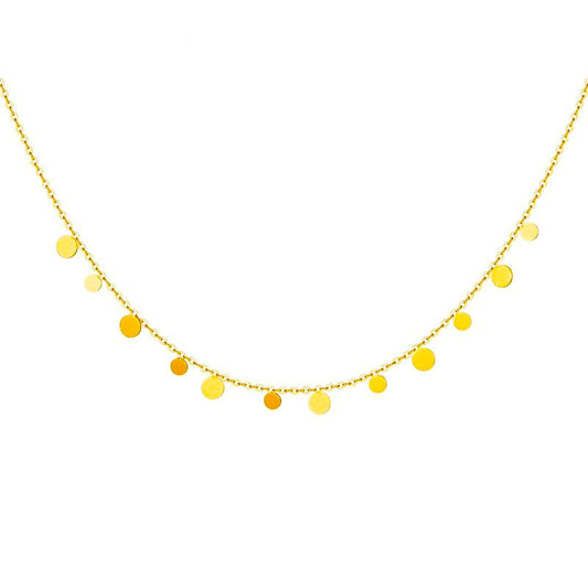 Disc Choker Thin Chain Necklace