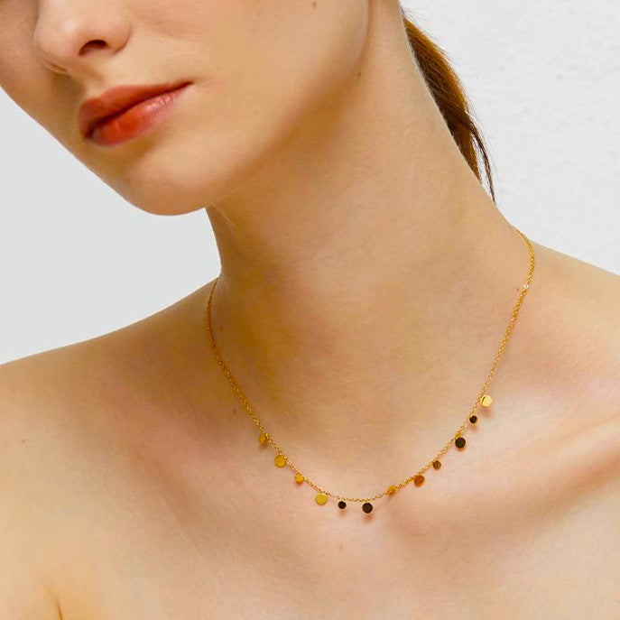 Disc Choker Thin Chain Necklace