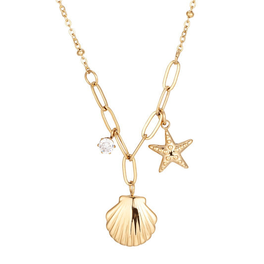 Starfish Shell Charms Necklace