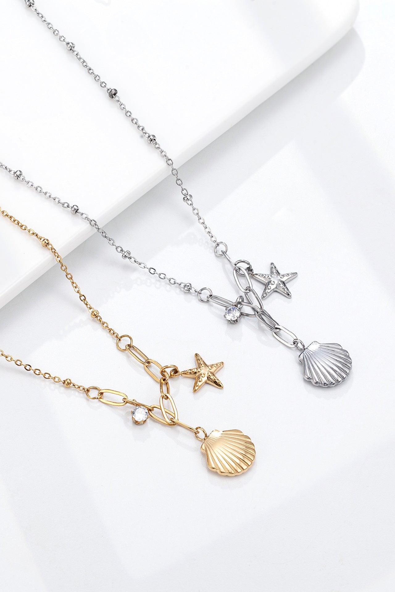 Starfish Shell Charms Necklace