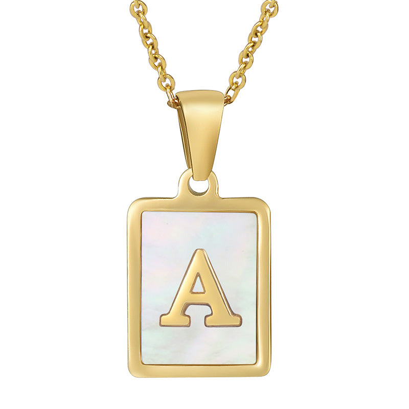 Gold Plated 26 Letters Shell Pendant Necklace