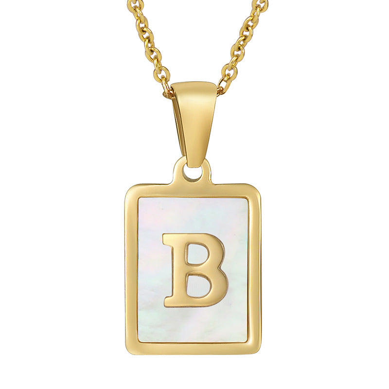 Gold Plated 26 Letters Shell Pendant Necklace