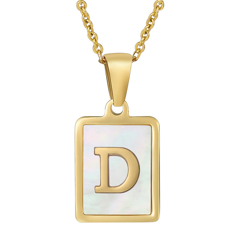 Gold Plated 26 Letters Shell Pendant Necklace