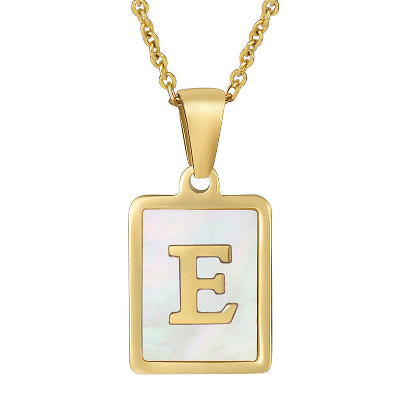 Gold Plated 26 Letters Shell Pendant Necklace