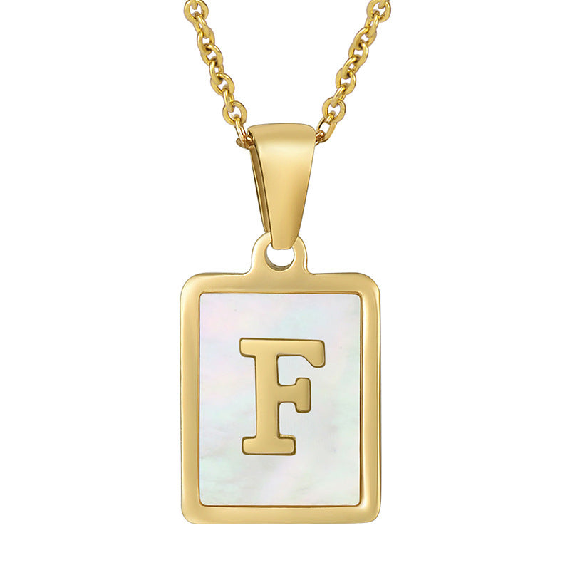 Gold Plated 26 Letters Shell Pendant Necklace