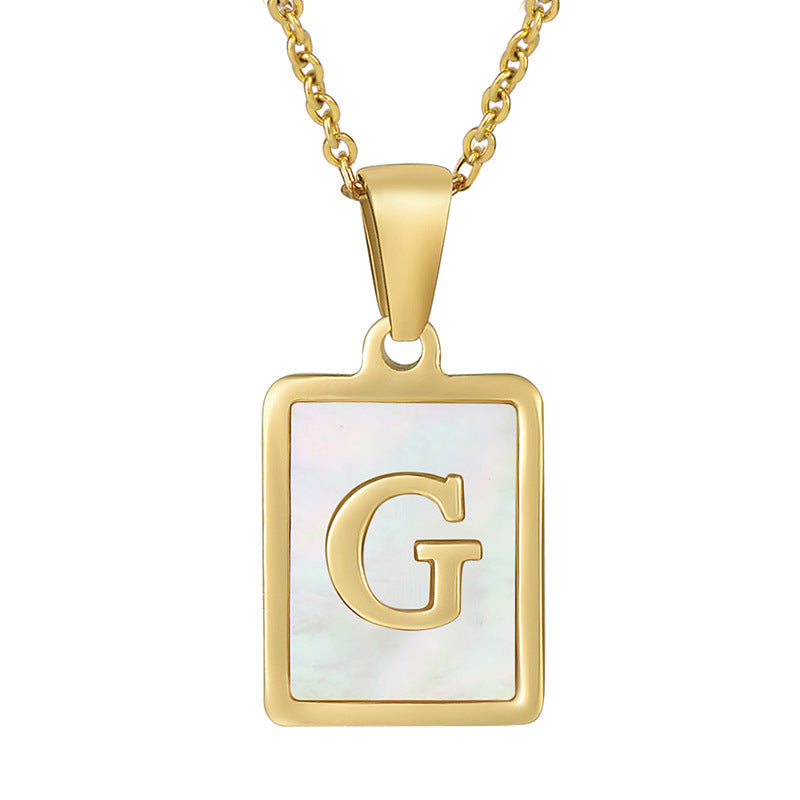 Gold Plated 26 Letters Shell Pendant Necklace