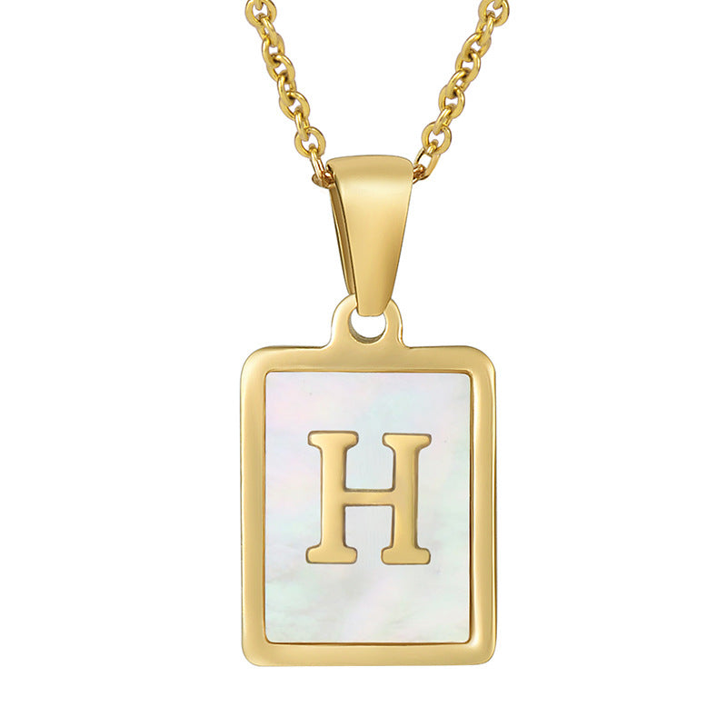 Gold Plated 26 Letters Shell Pendant Necklace