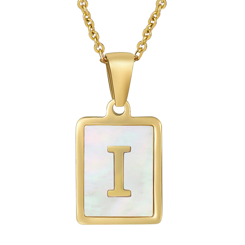 Gold Plated 26 Letters Shell Pendant Necklace