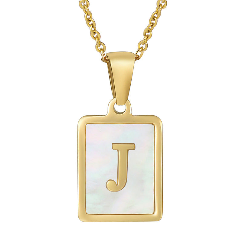 Gold Plated 26 Letters Shell Pendant Necklace