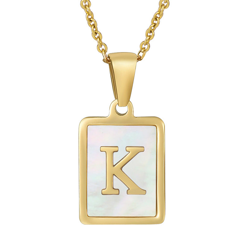 Gold Plated 26 Letters Shell Pendant Necklace